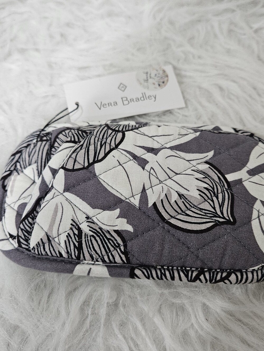 Vera Bradley Gray Floral Quilted Phone Wristlet